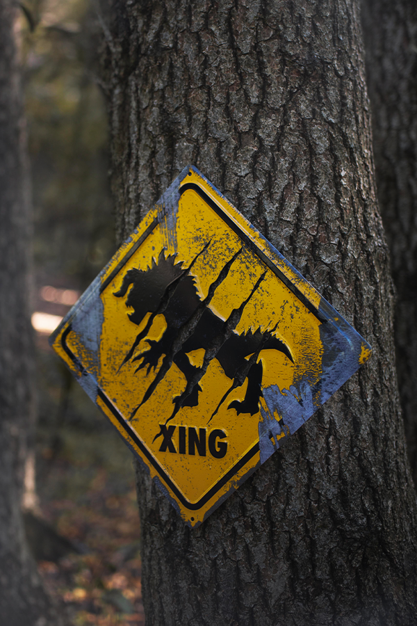 Alternative view of Fallout Deathclaw Crossing Metal Sign