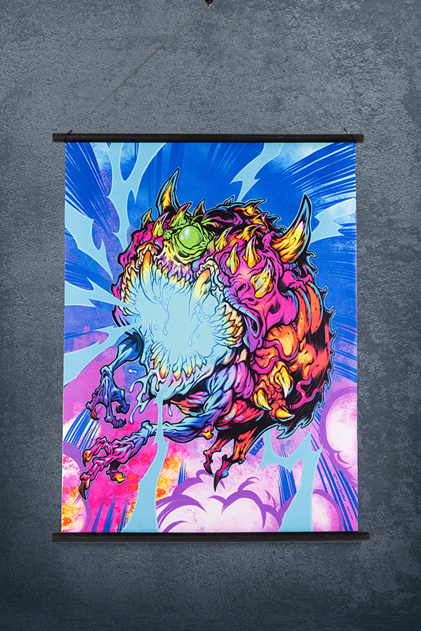 Alternative view of DOOM Eternal Cacodemon Wall Scroll by Beast Wreck